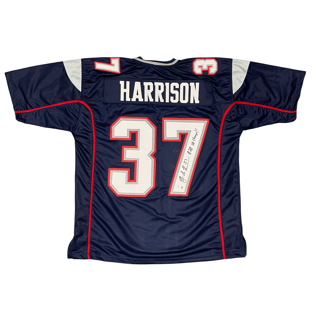 Rodney Harrison Signed Custom Jersey w/ B2B SB Champ Beckett W Beckett Authenticated-Powers Sports Memorabilia
