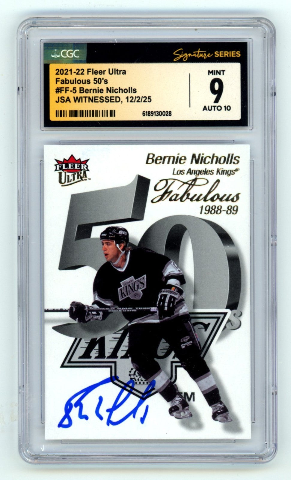 Bernie Nicholls 2021-22 Fleer Ultra Fabulous 50's Signed JSA CGC 9 10 Auto Kings-Powers Sports Memorabilia