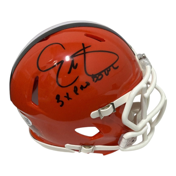 Eric Metcalf Signed Cleveland Browns TB Mini Helmet w/ 3x Pro Bowl Ins JSA Witness Authenticated-Powers Sports Memorabilia