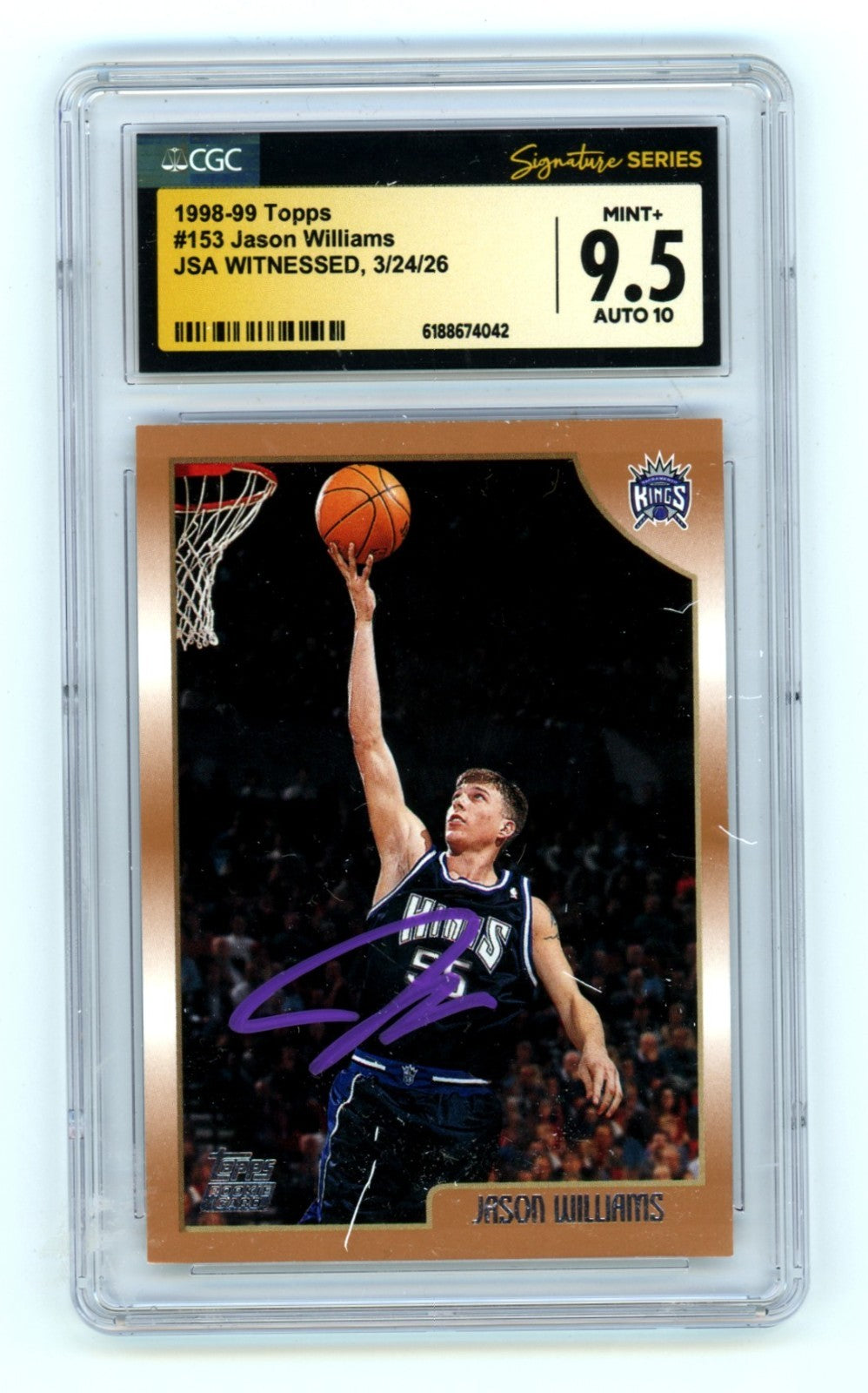 Jason Williams 1998-99 Topps #153 Signed Rookie RC JSA CGC 9.5 10 Auto Kings-Powers Sports Memorabilia