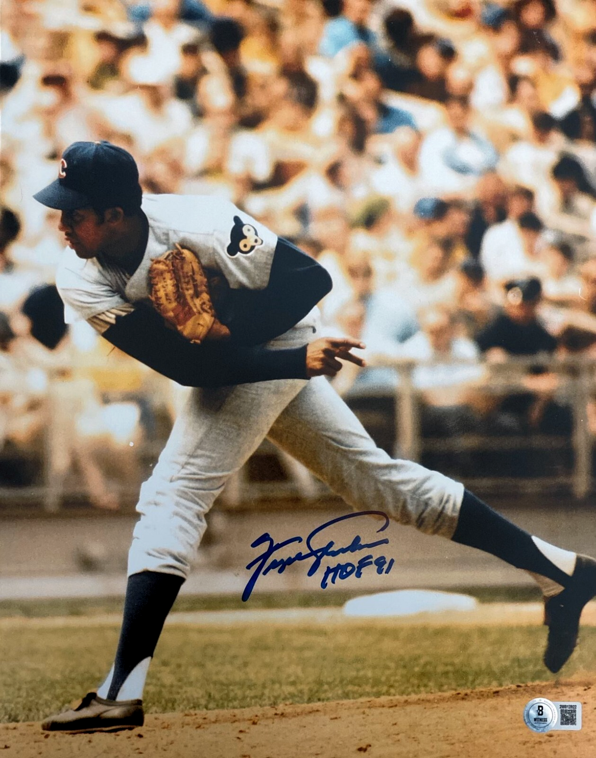 Fergie Jenkins Signed Chicago Cubs 11x14 Photo w/ HOF 91 Beckett Witness BAS COA-Powers Sports Memorabilia