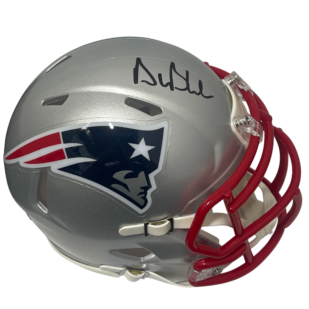 Drew Bledsoe Signed New England Patriots Speed Mini Helmet Beckett Wit BAS COA-Powers Sports Memorabilia