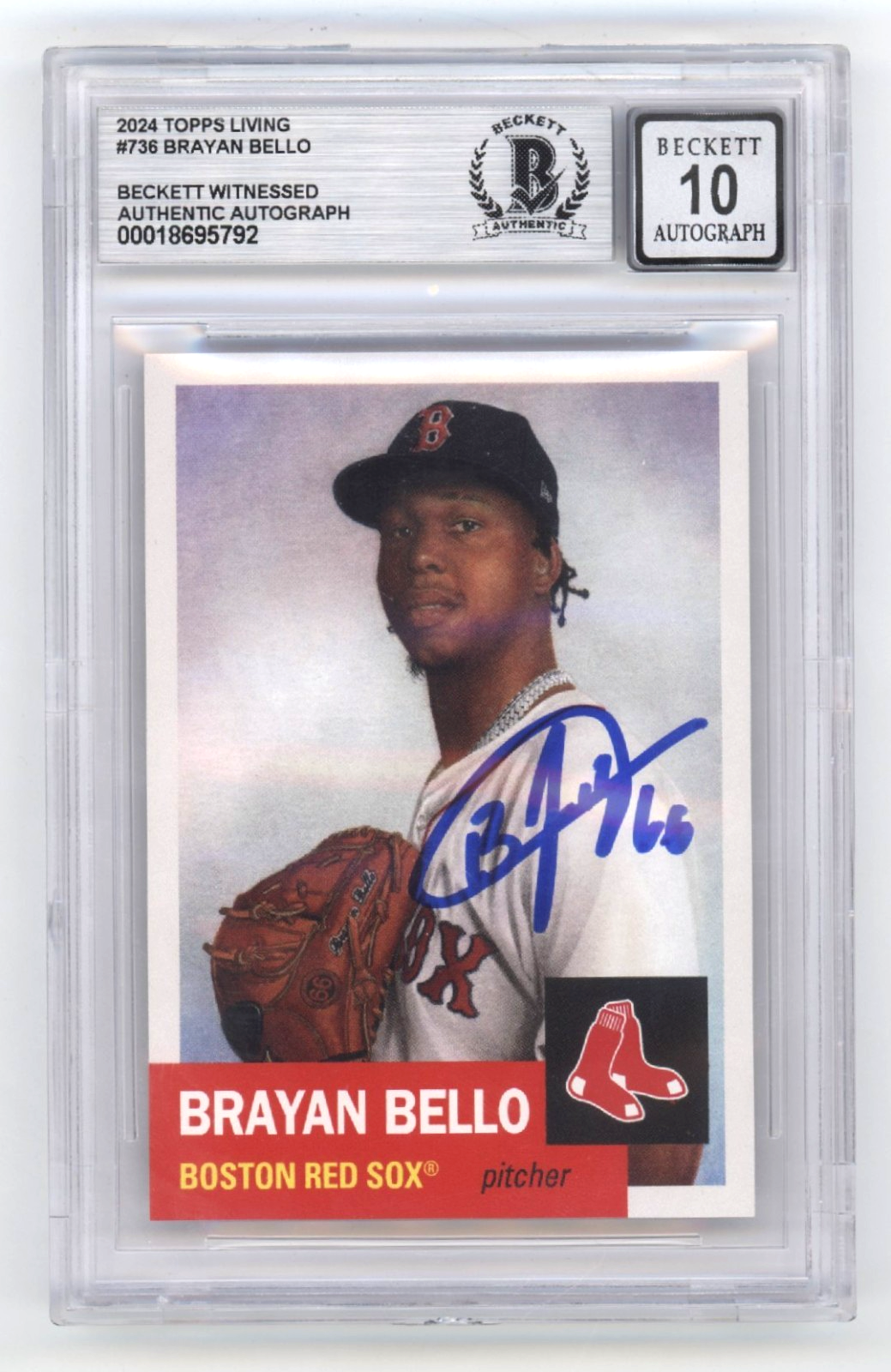 Brayan Bello 2024 Topps Living Baseball #736 Signed Beckett BGS 10 Auto Red Sox-Powers Sports Memorabilia