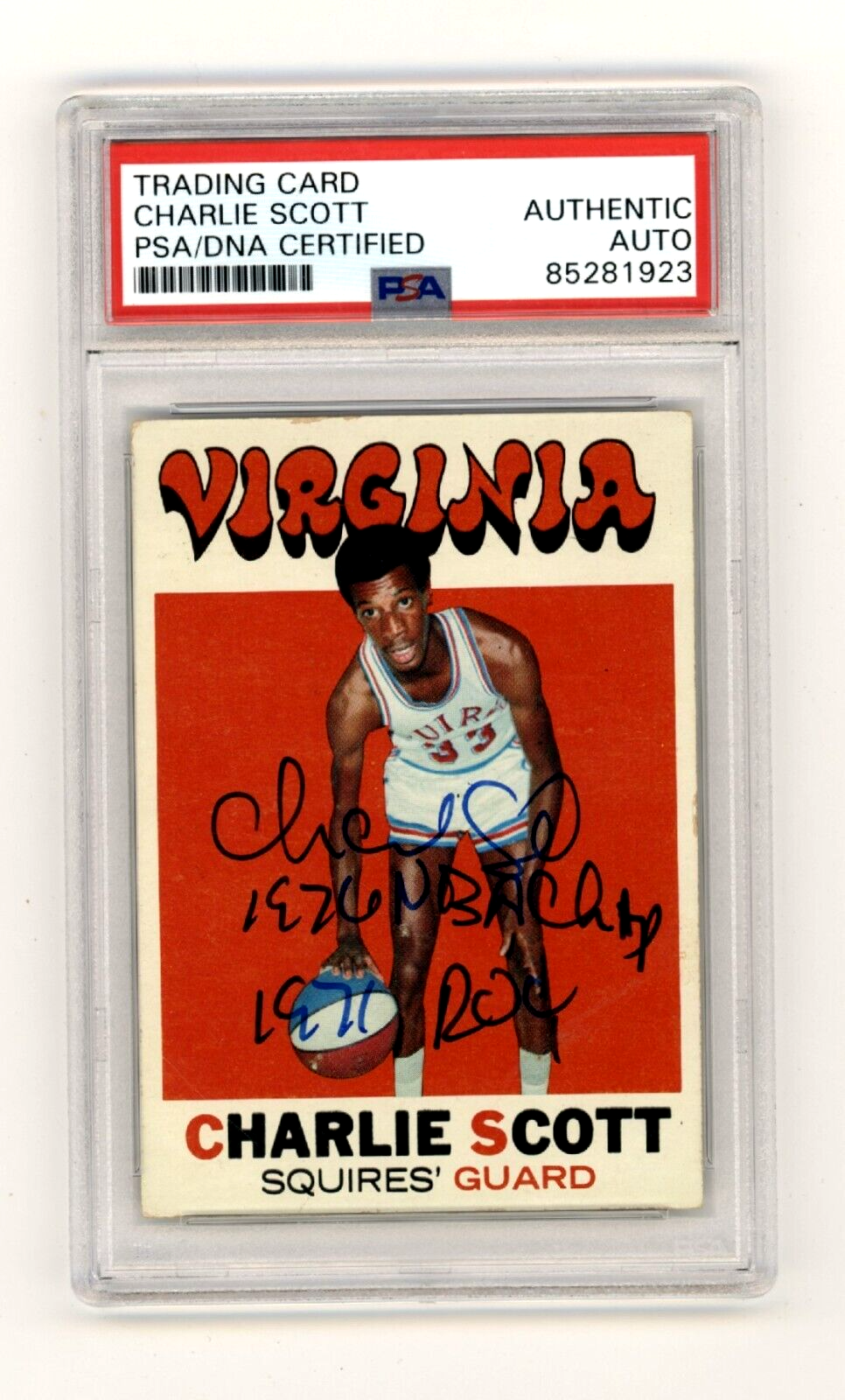 Charlie Scott 1971-72 Topps #190 Rookie RC 2 Inscription Signed PSA Auto HOF A-Powers Sports Memorabilia