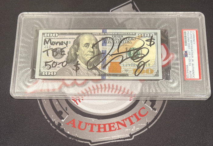 Floyd Mayweather Jr. Signed $100 Bill US Currency x4 Inscription PSA Auth Auto E-Powers Sports Memorabilia