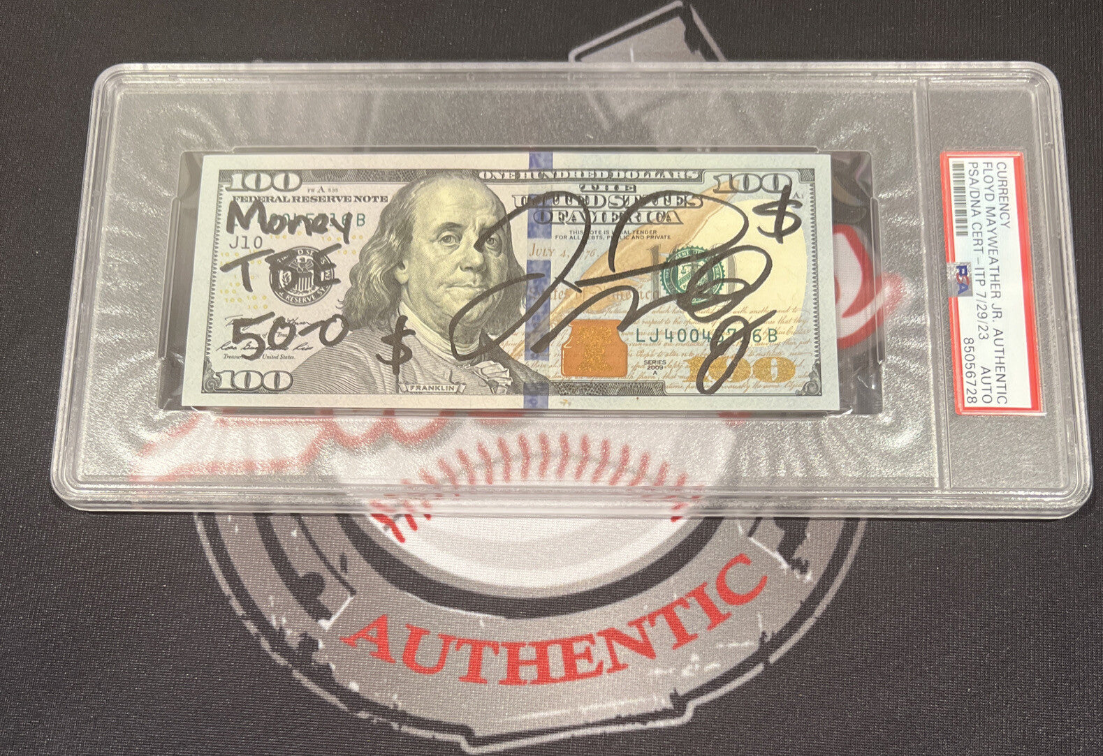Floyd Mayweather Jr. Signed $100 Bill US Currency x4 Inscription PSA Auth Auto E-Powers Sports Memorabilia