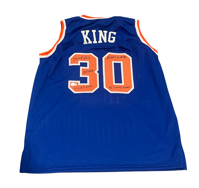 Bernard King Signed Custom Jersey w/ 4 Insc Beckett Witness Authenticated-Powers Sports Memorabilia