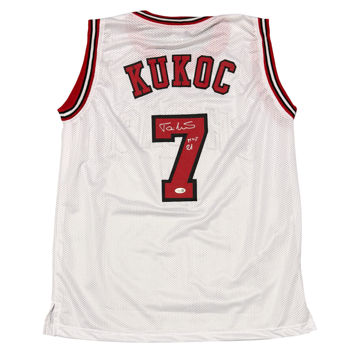 Toni Kukoc Signed Bulls Custom Jersey w/ HOF 21 JSA Witness Authenticated-Powers Sports Memorabilia