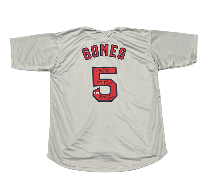 Jonny Gomes Signed Red Sox Custom Jersey w/ 2 Insc Beckett Witness BAS COA-Powers Sports Memorabilia
