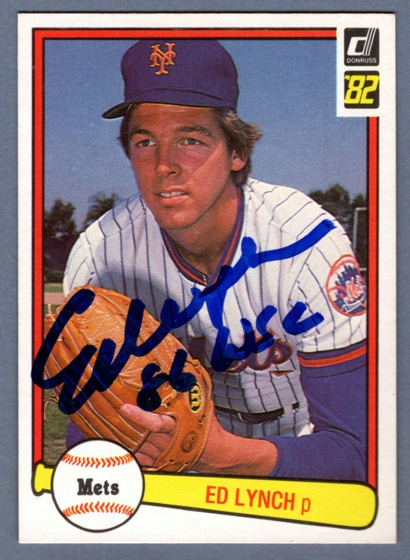 Ed Lynch Signed 1982 Donruss #641 Rookie RC w/ 86 WSC LSCM Authenticated New York Mets-Powers Sports Memorabilia