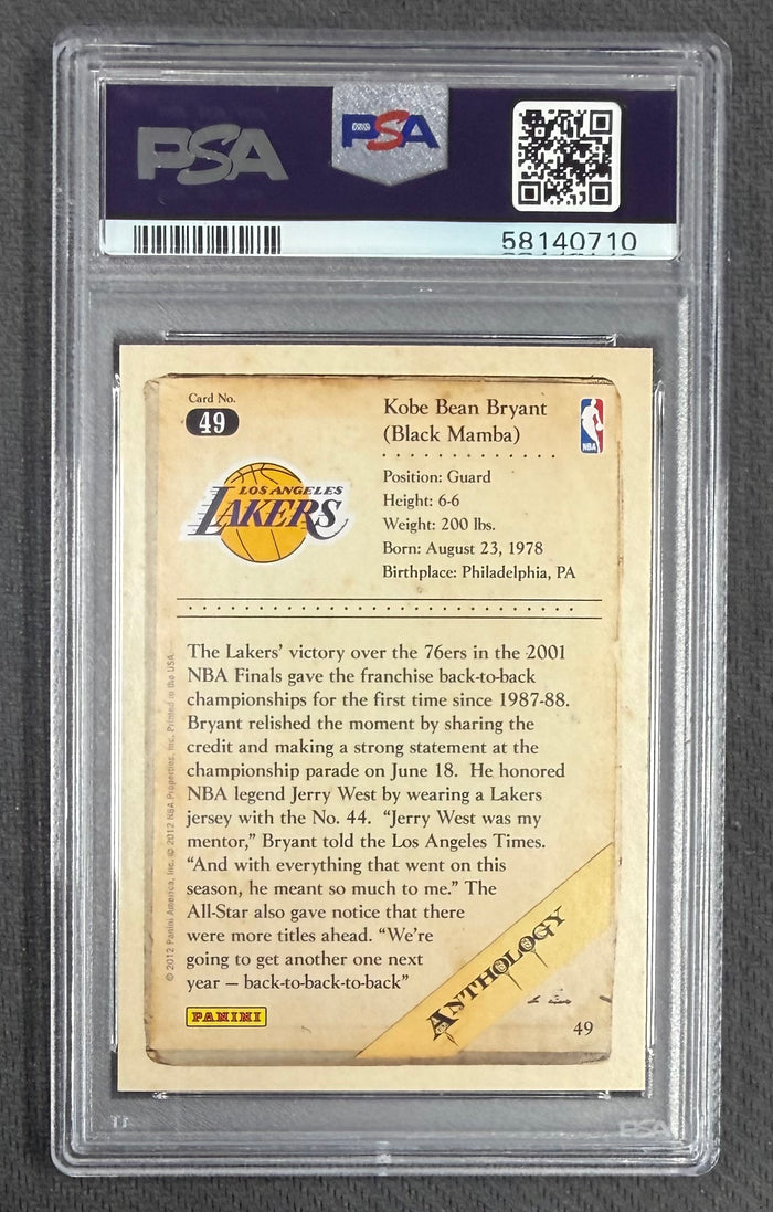 Kobe Bryant 2012 Panini Kobe Anthology Los Angeles Lakers Basketball Card #49 Graded PSA 9 Cert #58140710-Powers Sports Memorabilia