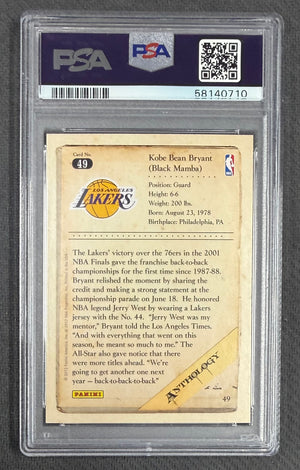 Kobe Bryant 2012 Panini Kobe Anthology Los Angeles Lakers Basketball Card #49 Graded PSA 9 Cert #58140710