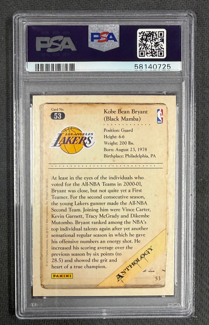 Kobe Bryant 2012 Panini Kobe Anthology Los Angeles Lakers Basketball Card #53 Graded PSA 9 Cert #58140725-Powers Sports Memorabilia