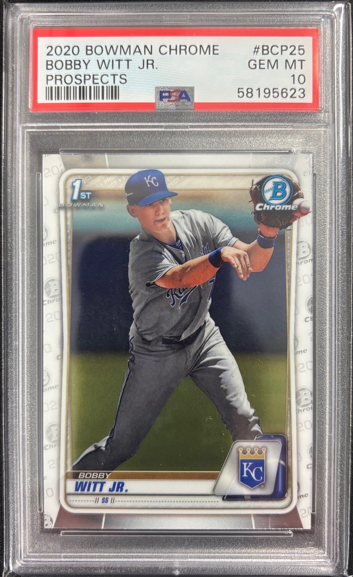 Bobby Witt Jr. 2020 Bowman Chrome Prospects Kansas City Royals Baseball 1st Bowman RC Rookie Card #BCP25 Graded PSA 10 Cert #58195623-Powers Sports Memorabilia