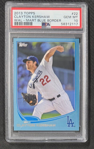 Clayton Kershaw 2013 Topps Wal-Mart Blue Border Baseball Card #22 Graded PSA 10 58312117-Powers Sports Memorabilia