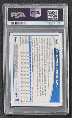 Clayton Kershaw 2013 Topps Wal-Mart Blue Border Baseball Card #22 Graded PSA 10 58312117-Powers Sports Memorabilia