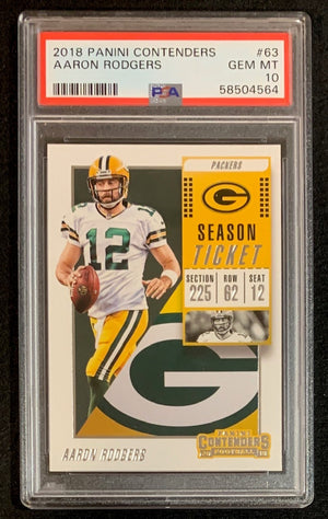Aaron Rodgers 2018 Panini Contenders Football Card #63 Graded PSA 10-Powers Sports Memorabilia