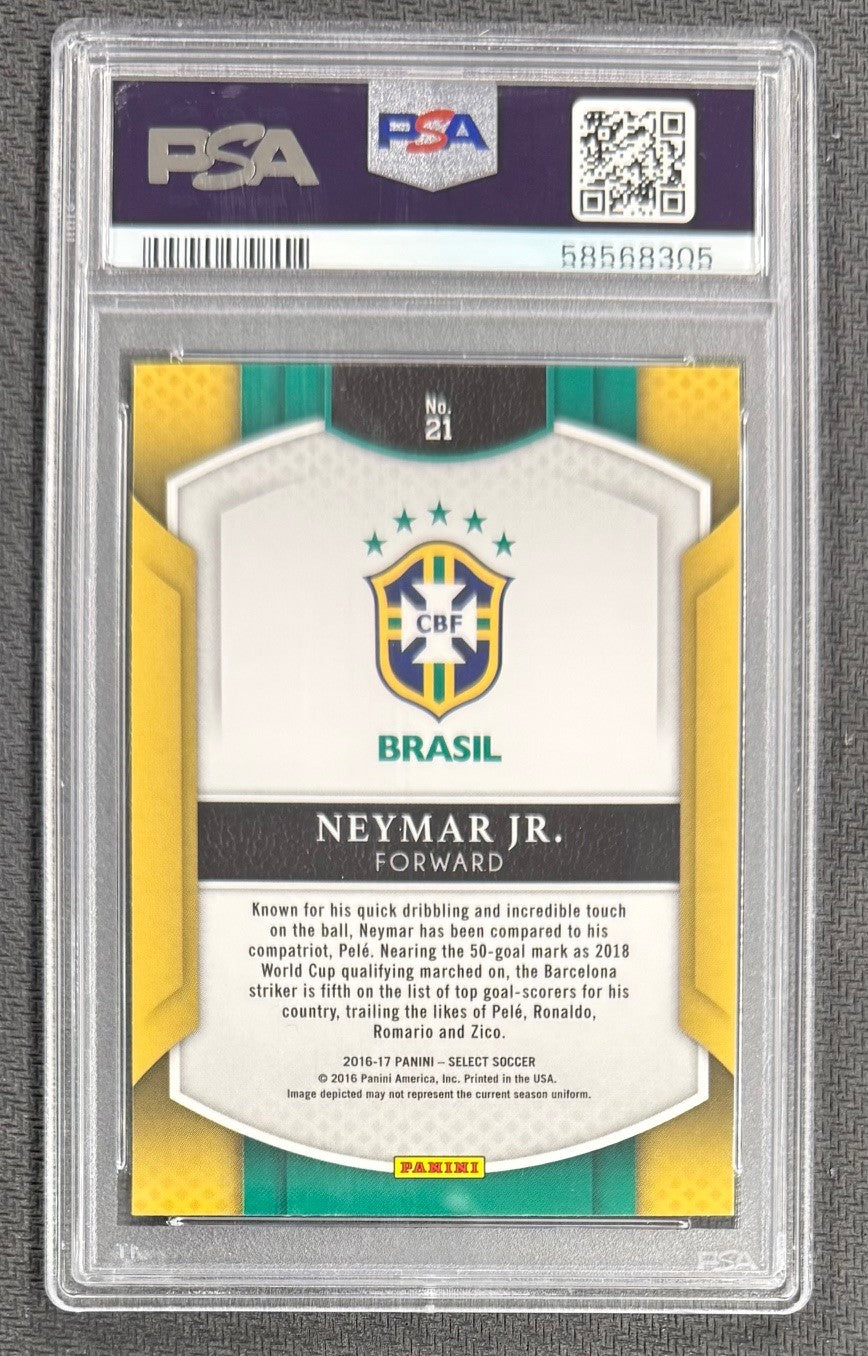 Neymar Jr 2016 Panini Select Soccer Card #21 Graded PSA 10-Powers Sports Memorabilia
