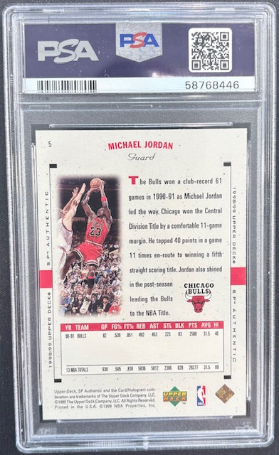 Michael Jordan 1998 SP Authentic Chicago Bulls Card #5 PSA 9-Powers Sports Memorabilia