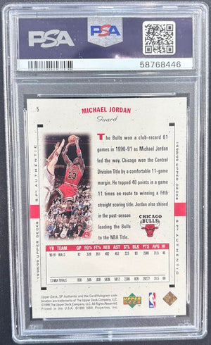 Michael Jordan 1998 SP Authentic Chicago Bulls Card #5 PSA 9-Powers Sports Memorabilia