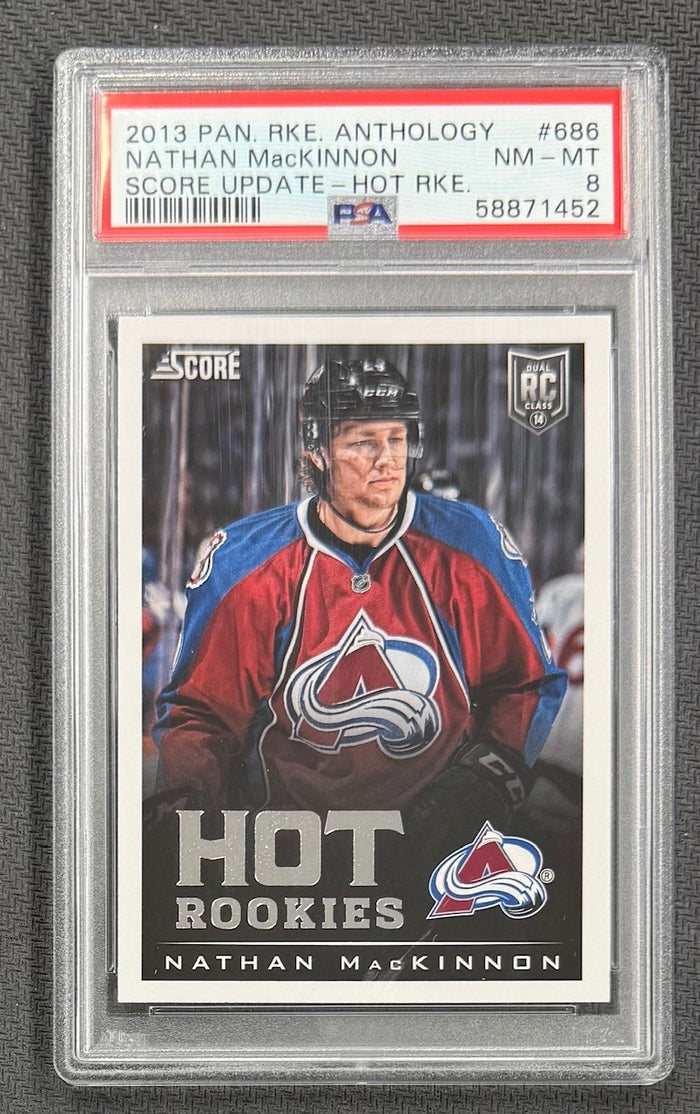 Nathan MacKinnon 2013 Panini Rookie Anthology Hockey Hot Rookies Card #686 Graded PSA 8 Cert #58871452-Powers Sports Memorabilia