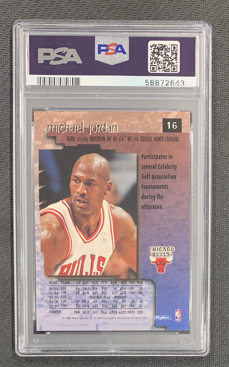 Michael Jordan 1996 Skybox Premium Basketball Card #16 Graded PSA 9-Powers Sports Memorabilia
