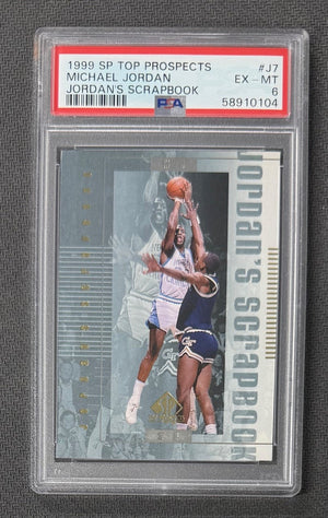 Michael Jordan 1999 SP Top Prospects Jordans Scrapbook North Carolina Basketball Card #J7 Graded PSA 6 Cert #58910104-Powers Sports Memorabilia