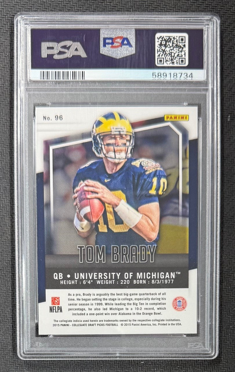 Tom Brady 2015 Panini Prizm Collegiate Draft Picks Football Card #96 Graded PSA 10 Cert #58918734-Powers Sports Memorabilia