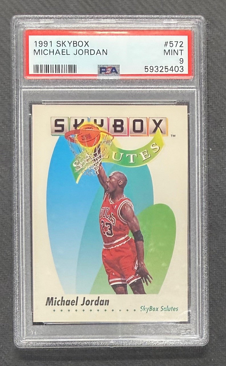 Michael Jordan 1991 SkyBox Chicago Bulls Basketball Card #572 Graded PSA 9 Cert #59325403-Powers Sports Memorabilia
