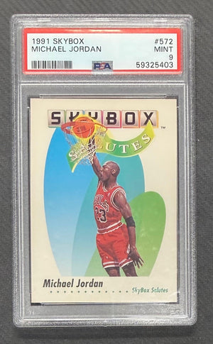 Michael Jordan 1991 SkyBox Chicago Bulls Basketball Card #572 Graded PSA 9 Cert #59325403-Powers Sports Memorabilia