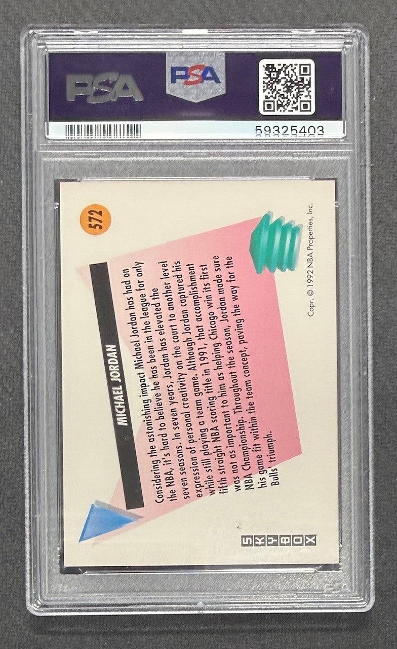 Michael Jordan 1991 SkyBox Chicago Bulls Basketball Card #572 Graded PSA 9 Cert #59325403-Powers Sports Memorabilia