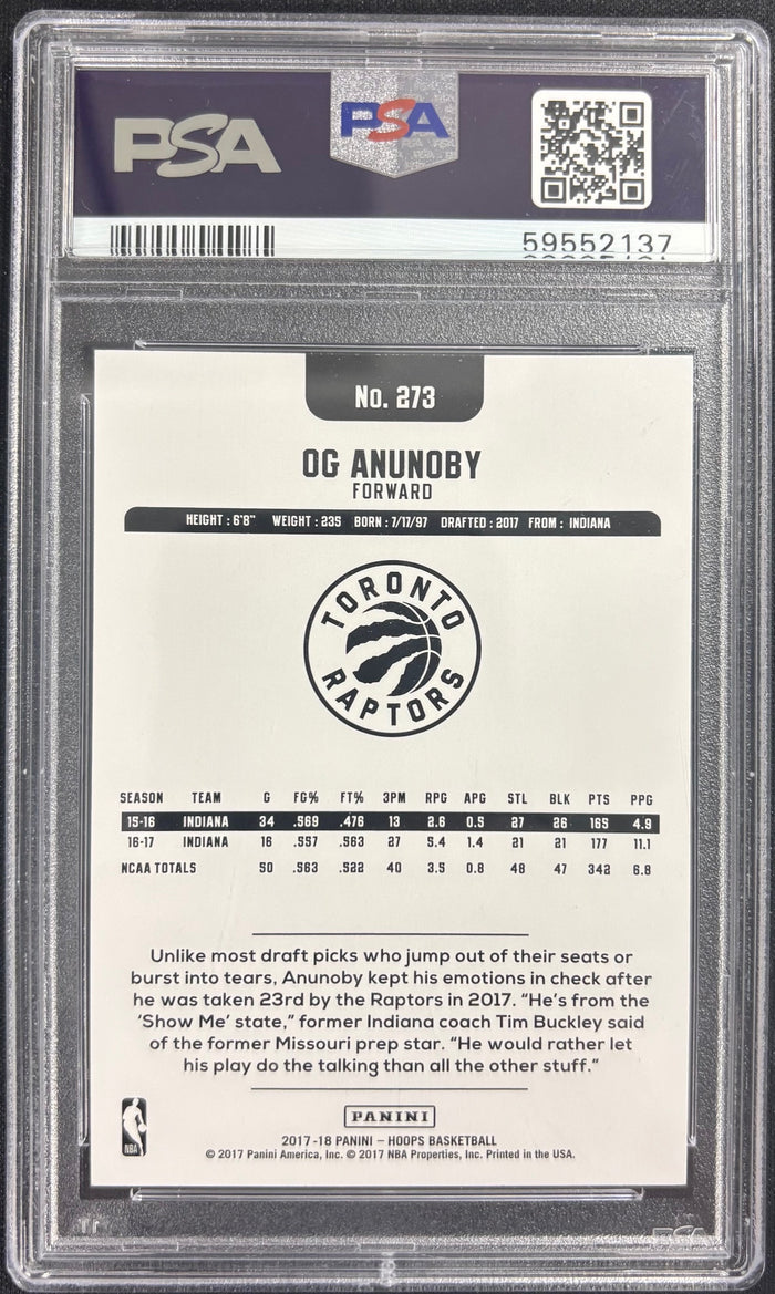 OG Anunoby 2017 Panini Hoops Toronto Raptors Basketball RC Rookie Card #273 Graded PSA 10 Cert #59552137-Powers Sports Memorabilia
