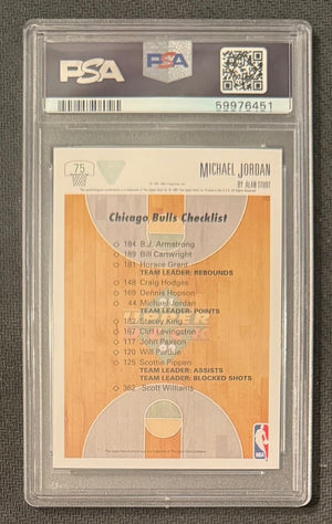 Michael Jordan 1991 Upper Deck Bulls Checklist Chicago Bulls Basketball Card #75 Graded PSA 9 Cert #59976451-Powers Sports Memorabilia