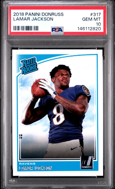 2019 Panini Donruss #317 Lamar Jackson RC Rookie PSA 10 Ravens 12-Powers Sports Memorabilia