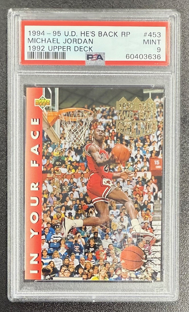 Michael Jordan 1992 Upper Deck Champ 1987 & 1988 He's Back Card #453 Graded PSA 9-Powers Sports Memorabilia