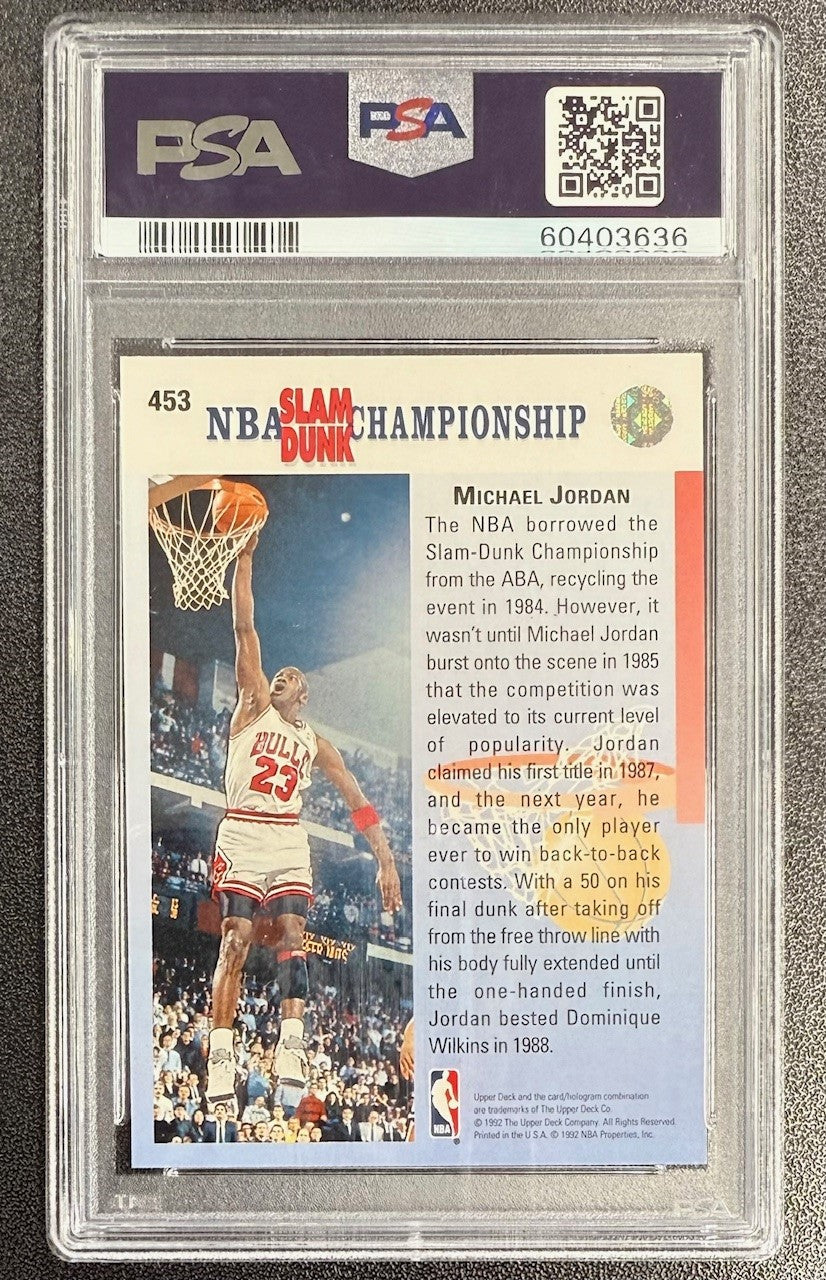 Michael Jordan 1992 Upper Deck Champ 1987 & 1988 He's Back Card #453 Graded PSA 9-Powers Sports Memorabilia