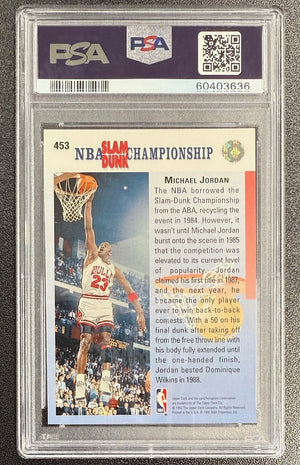 Michael Jordan 1992 Upper Deck Champ 1987 & 1988 He's Back Card #453 Graded PSA 9-Powers Sports Memorabilia