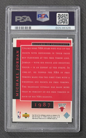 Michael Jordan 1998 Upper Deck MJ Career Collection Pictures of Excellence Basketball Card #13 Graded PSA 9 Cert #60538326-Powers Sports Memorabilia