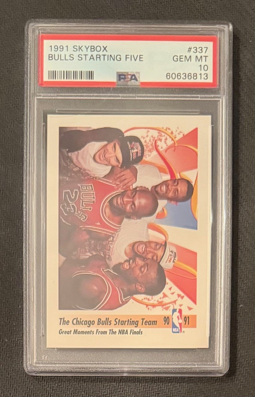 Michael Jordan Chicago Bulls 1991 SkyBox Bulls Starting Five Basketball Card #337 Graded PSA 10 Cert #60636813-Powers Sports Memorabilia