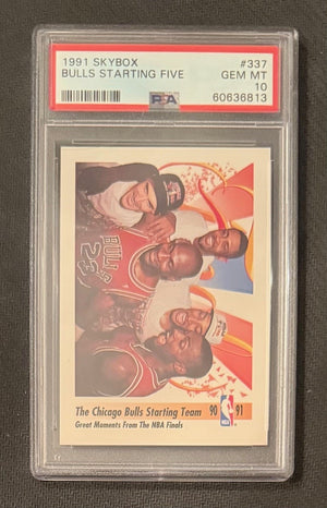 Michael Jordan Chicago Bulls 1991 SkyBox Bulls Starting Five Basketball Card #337 Graded PSA 10 Cert #60636813-Powers Sports Memorabilia