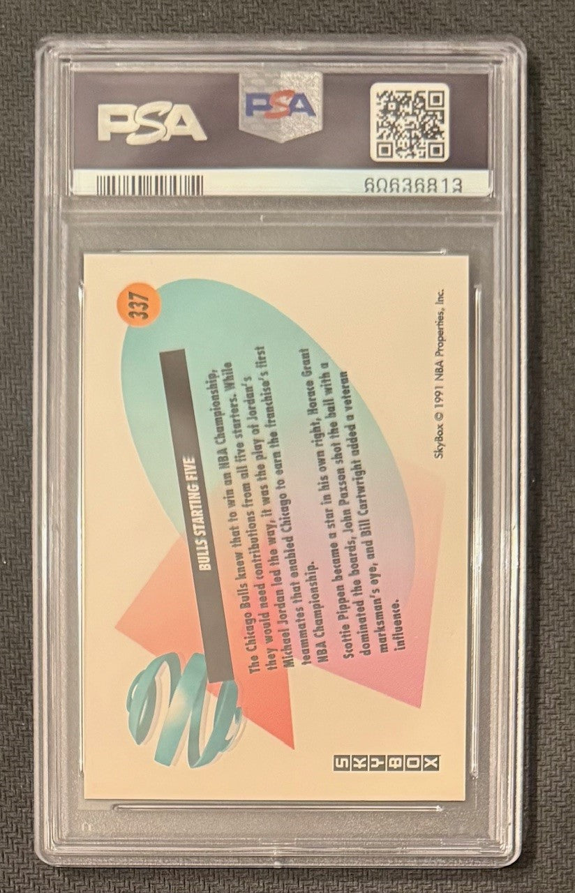 Michael Jordan Chicago Bulls 1991 SkyBox Bulls Starting Five Basketball Card #337 Graded PSA 10 Cert #60636813-Powers Sports Memorabilia