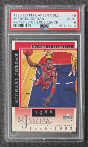 Michael Jordan 1998 Upper Deck MJ Career Collection Pictures of Excellence Basketball Card #9 Graded PSA 9 Cert #60745412-Powers Sports Memorabilia