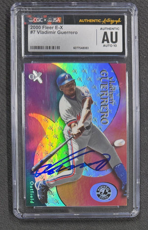 Vladimir Guerrero 2000 Fleer E-X Signed Baseball Card #7 Graded CGC Authentic JSA Auto 10 Cert #6077548083-Powers Sports Memorabilia