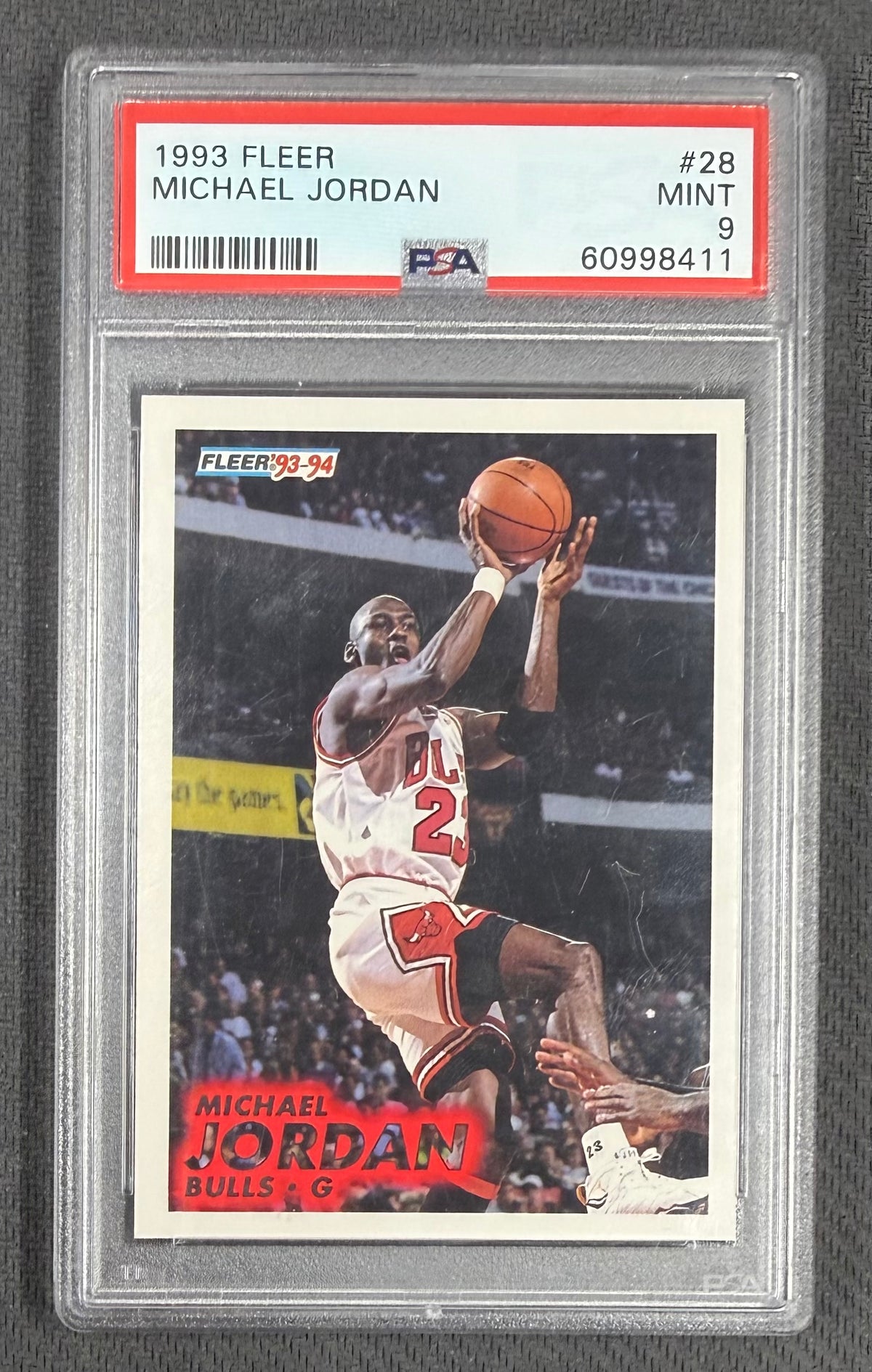 Michael Jordan 1993 Fleer Chicago Bulls Basketball Card #28 Graded PSA 9 Cert #60998411