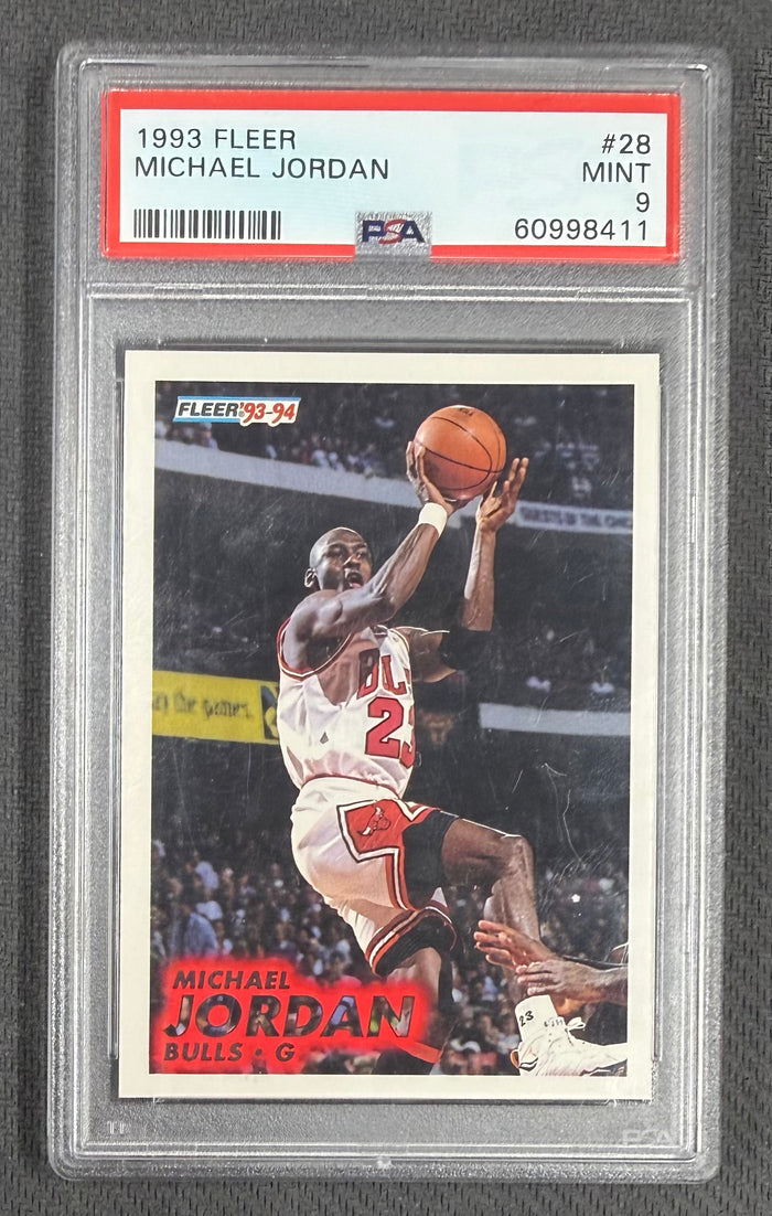 Michael Jordan 1993 Fleer Chicago Bulls Basketball Card #28 Graded PSA 9 Cert #60998411-Powers Sports Memorabilia