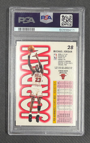Michael Jordan 1993 Fleer Chicago Bulls Basketball Card #28 Graded PSA 9 Cert #60998411