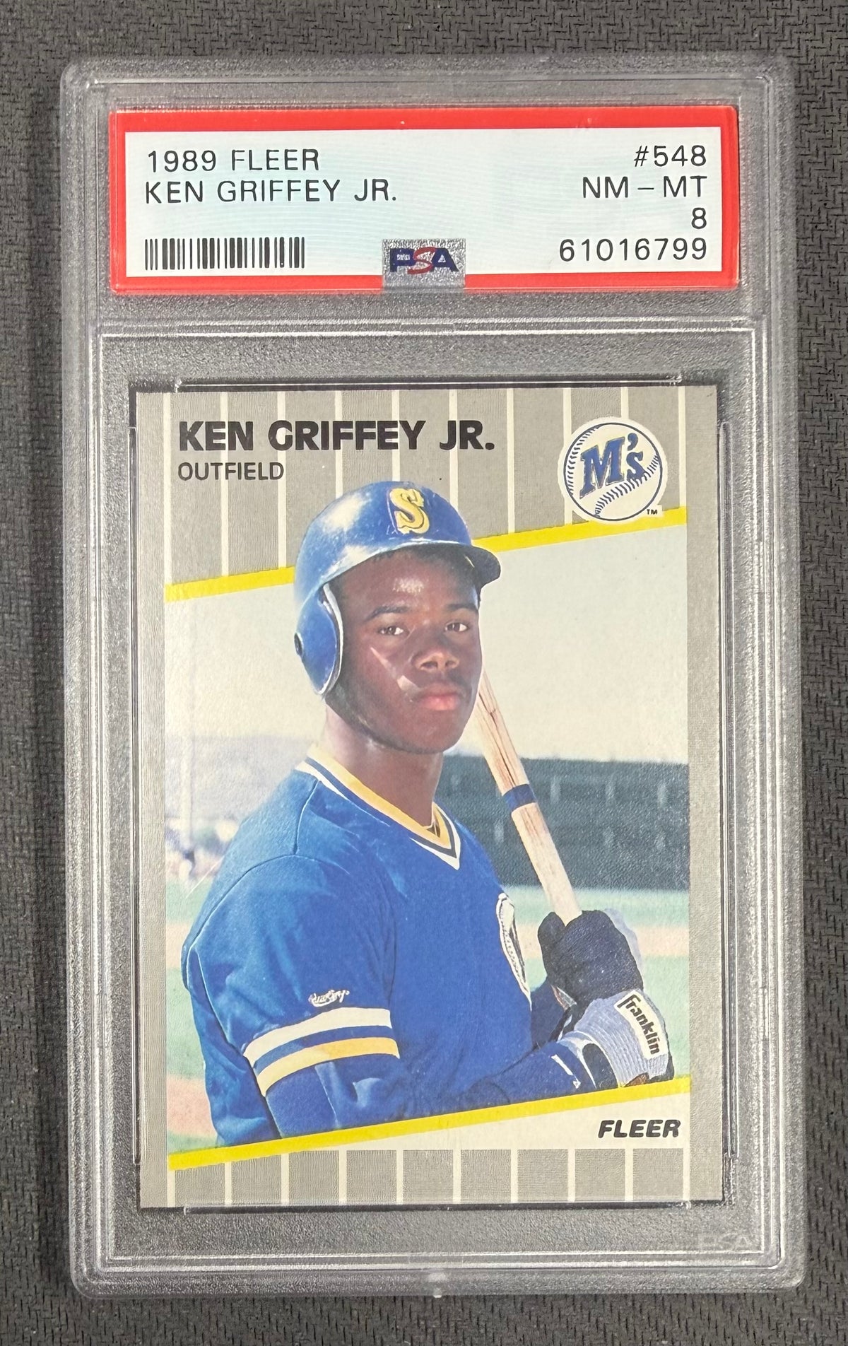 Ken Griffey Jr. 1989 Fleer Seattle Mariners Baseball RC Rookie Card #548 Graded PSA 8 Cert #61016799-Powers Sports Memorabilia