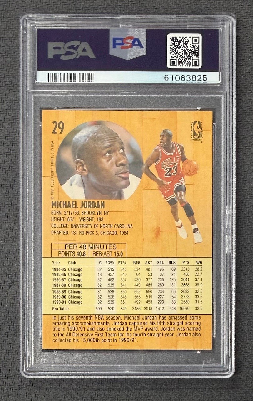 Michael Jordan 1991 Fleer Chicago Bulls Basketball Card #29 Graded PSA 9 Cert #61063825-Powers Sports Memorabilia