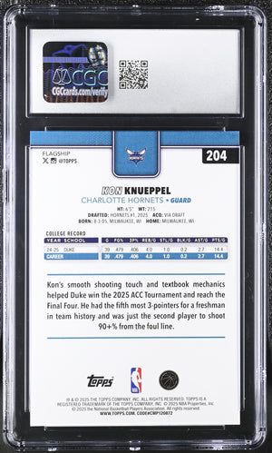 Kon Knueppel 2025-26 Topps Basketball Rookie Card #204 Graded CGC 10 Cert #6124758223-Powers Sports Memorabilia