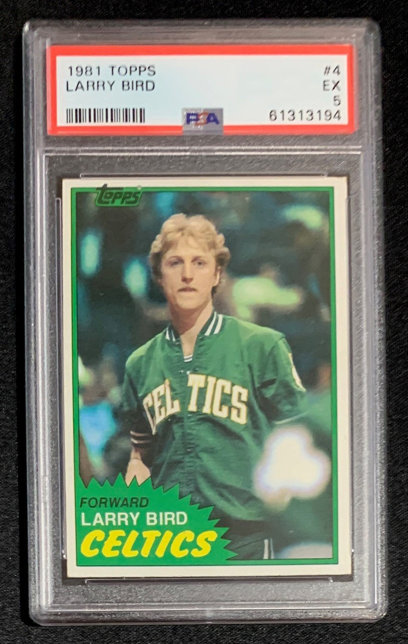 Larry Bird 1981 Topps Basketball Card #4 Graded PSA 5-Powers Sports Memorabilia